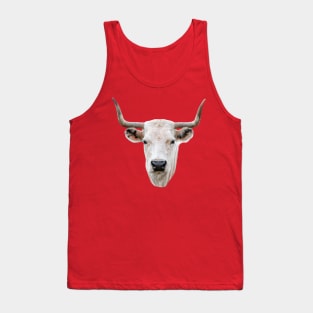 Striking head of a White Park Cow Tank Top